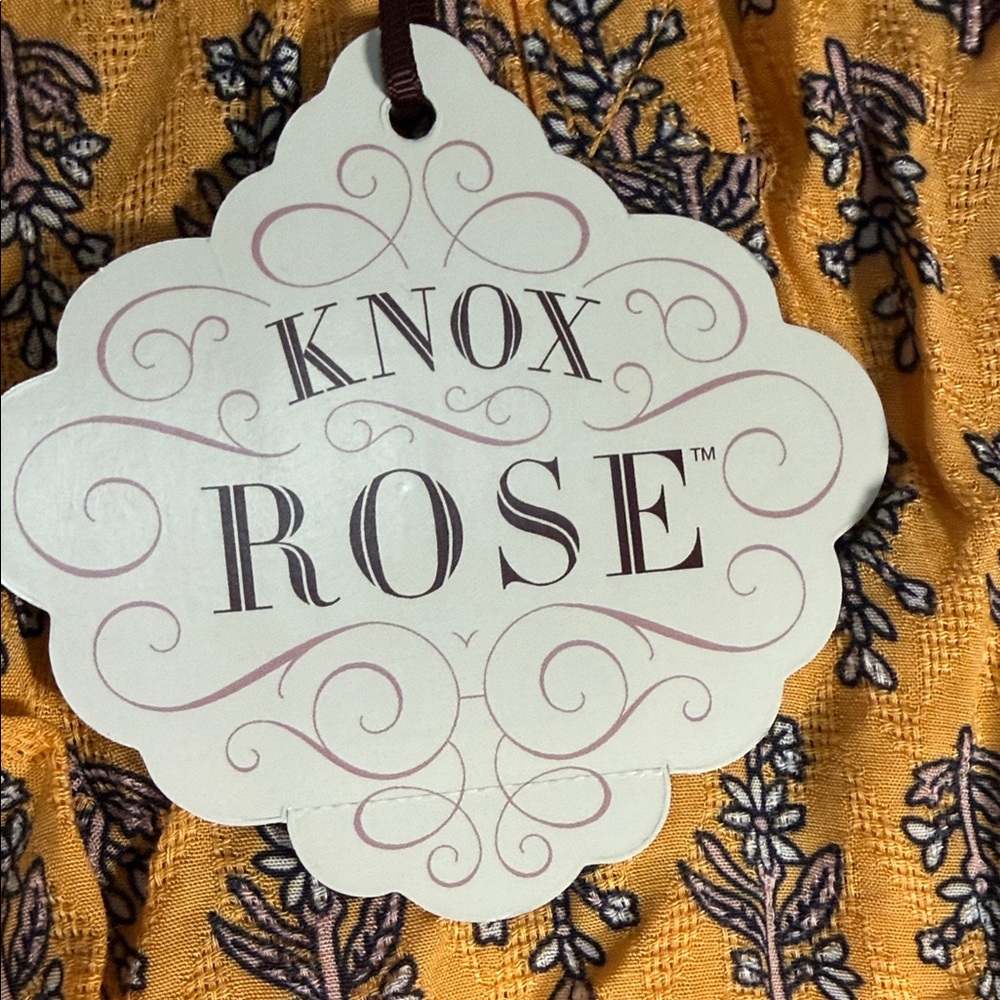 Knox Rose Mustard Yellow Floral Button-Front Top - Picture 3 of 5